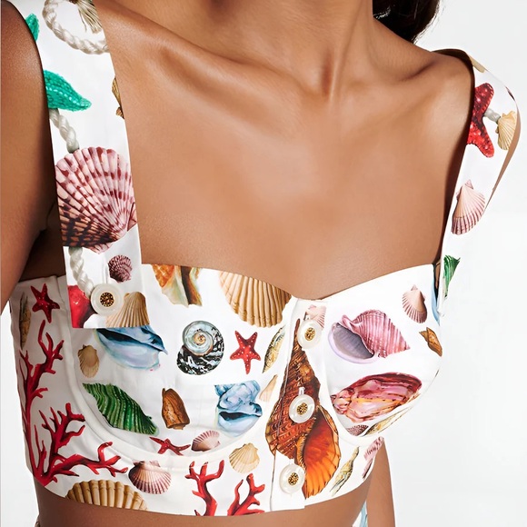 BLOGGERS FAVE Commense Seashell 🐚 Print Tiered Maxi Skirt Set Medium - Picture 5 of 6